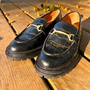 The Bradley Hardware Lugsole Loafer in Croc Embossed Leather